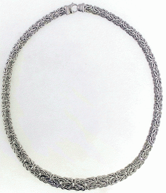 White Gold Graduated Byzantine Necklace 